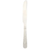 Stainless steel butter knife with ornate handle, shown on white background
