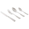 Set of four silver stainless steel cutlery pieces with ornate handles