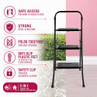 Black 3-step folding ladder with anti-slip feet for indoor and outdoor use
