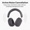 Black over-ear headphones with active noise cancellation feature, shown on white background.