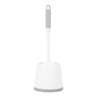 White toilet brush with grey handle in matching holder