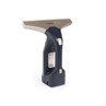 Cordless window vacuum cleaner with gold blade and dark blue handle