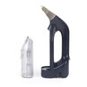 Handheld garment steamer with detachable water tank, side view