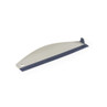 Grey plastic shower squeegee with dark grey rubber edge, shown on white background