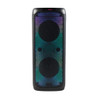 Black wireless party speaker with LED lights, front view