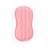 Pink microfibre cleaning pad with textured stripes, shown flat on white background