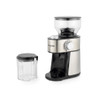 Electric coffee grinder in stainless steel finish with removable container