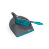 Grey and teal dustpan and brush set, angled brush head fits inside pan, Beldray branding
