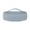 Light blue portable Bluetooth speaker with carry handle, front view