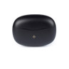 Black wireless earbud case, closed, front view