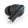 Single black wireless earbud and charging case
