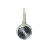 Cream handle non-stick frying pan, top view