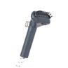 Grey handheld clothes steamer head with brush attachment