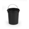 Black plastic bucket with metal handle, shown upright for product listing