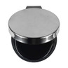 Silver round pedal bin, lid open, shown from above