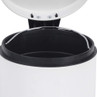 White pedal bin with open lid, showing black inner bucket