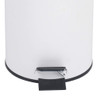 White pedal bin with black base, shown from front to highlight foot pedal