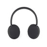 Black wireless on-ear headphones shown from the front on white background