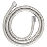 Stainless steel shower hose, flexible and coiled, with fittings visible