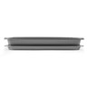 Set of two silver non-stick baking trays, side view, for home baking.