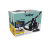 Boxed compact vacuum cleaner with multi-surface head, shown in navy blue, for use on all floors.