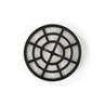 Round HEPA vacuum filter with black plastic frame, shown from above