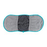 Grey and teal double-sided cleaning mitt, textured microfibre, shown flat