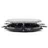 Electric raclette grill with granite stone and eight pans, shown from the front