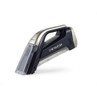 Handheld cordless cleaner for spot stains, navy and silver, side view