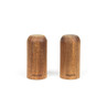 Pair of brown wooden salt and pepper shakers with Salter branding
