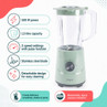 Infographic of green blender with 500W power, 1.5L jug and 2 speeds with pulse