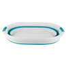Collapsible oval washing-up bowl in white with teal trim
