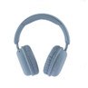 Wireless over-ear headphones in matte blue, showing padded ear cups and headband.