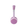 Over-ear wireless headphones, pastel pink, shown from front on white background