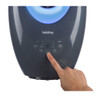 Beldray grey bladeless fan control panel with finger pressing power button