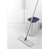 Flat mop with blue and grey bucket shown on tiled kitchen floor