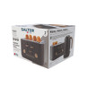 Salter pebble 4-slice toaster in matte dark finish, shown on packaging with toast