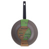 Brown ceramic 28cm stir-fry pan with black handle in eco-friendly branded packaging
