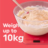 Salter red digital kitchen scale with mixing bowl, weighs up to 10kg