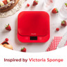 Red Salter digital kitchen scale with strawberry and cake styling
