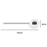 Digital cooking thermometer with white display, shown with 16cm probe and 4cm head measurements
