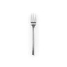 Silver metal serving fork on white background