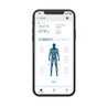 Mobile app screen showing weight, muscle, and body fat measurements chart