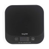 Black digital kitchen scale with Salter logo, shown from above with display reading zero