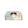Cream cast iron casserole pot with gold knob, visible in Salter branded packaging