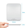 White Salter digital kitchen scale, rectangular, measures 19cm x 16.5cm x 2cm