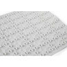 White non-slip bath mat with raised suction cups, close-up of top surface.