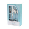 16 piece stainless steel cutlery set with light blue handles in gift box