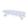 Foldable tabletop ironing board with white and grey leaf pattern cover