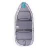 Underside of ironing board with mesh design and grey frame, shown from above.